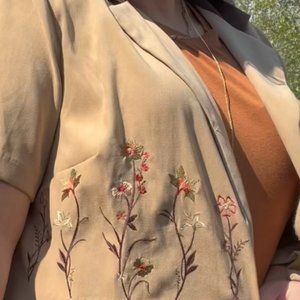 Vintage Tan Embroidered Blazer